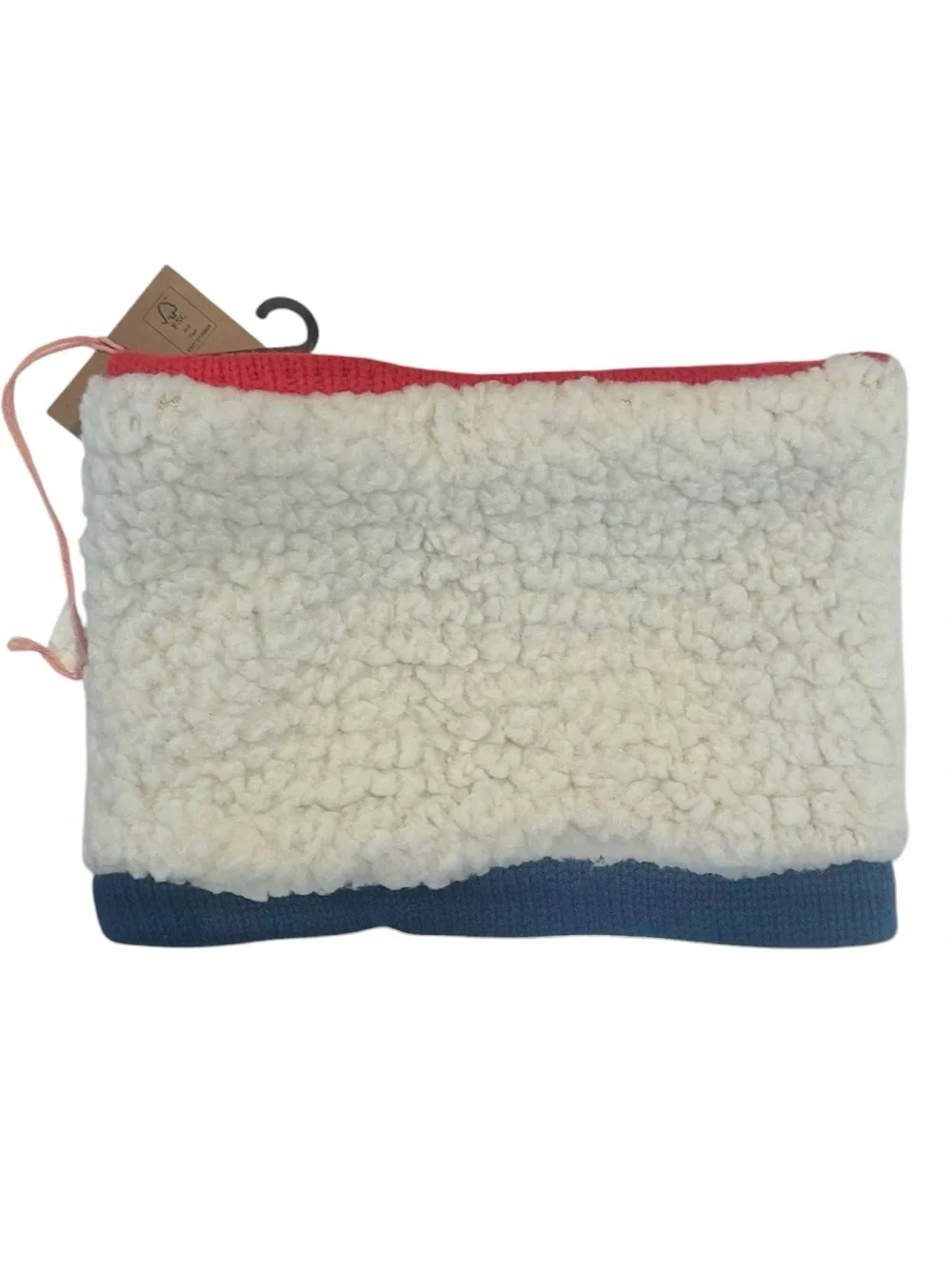 Mini Boden College Navy Fair Isle Snood Wool Winter Headband Red White Blue NEW